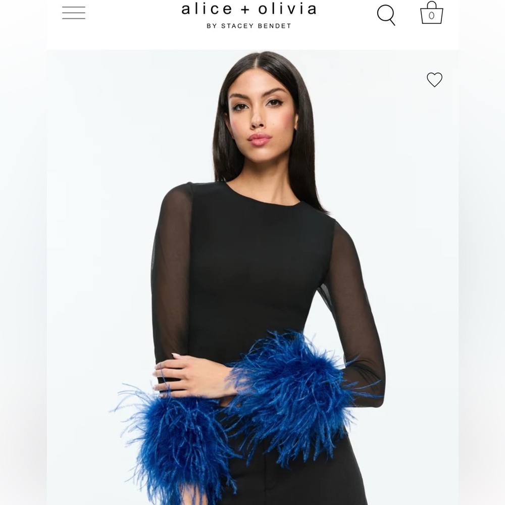 Alice + Olivia DELAINA FEATHER TOP